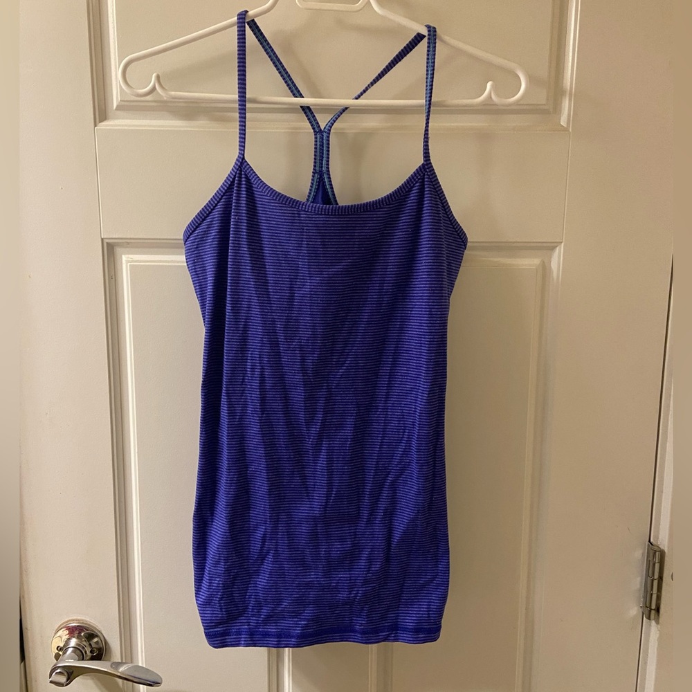 Lululemon Women’s purple striped power Y tank